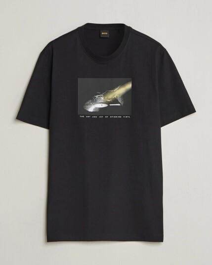 Boss ORANGE DJ Printed Crew Neck T Shirt Black