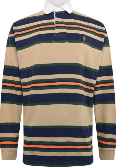 Polo Ralph Lauren Big Fit Striped Jersey Rugby Shirt Beige M