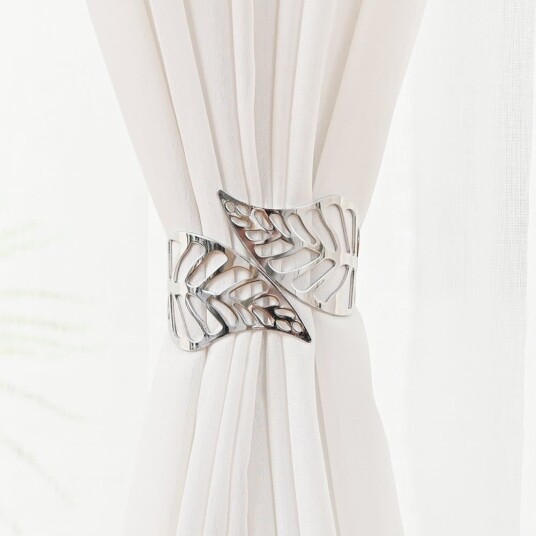 INF Elegante gardinholdere med bladdesign Legeringsholdere Sølv