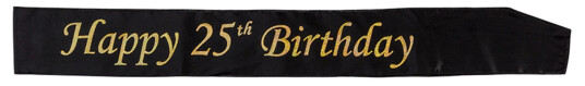Hisab/Joker Company AB Ordensbånd Happy Birthday Svart/Gull - 25