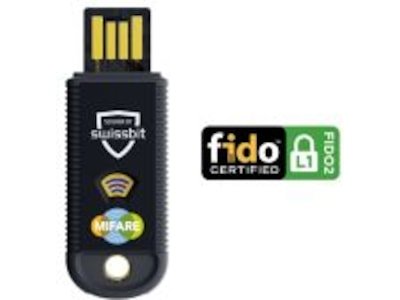 Swissbit iShield Key Pro USB A sikkerhetsnøkkel med FIDO2 og MIFARE PK2000IA0000E 1002 1BB SBB Swissbit iShield Key Pro USB A sikkerhetsnøkkel med FIDO2 og MIFARE PK2000IA0000E 1002 1BB SBB