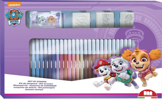 Paw Patrol Skye Fargesett Med Tusjer Og Stempler 41 Deler