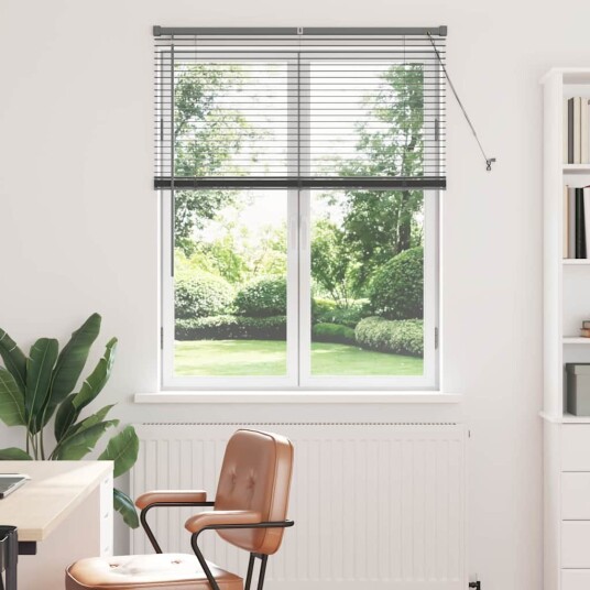 Vindu Persienne med gardiner Manual Mørke grå Aluminium Vindu Persienne med gardiner Manual Mørke grå Aluminium