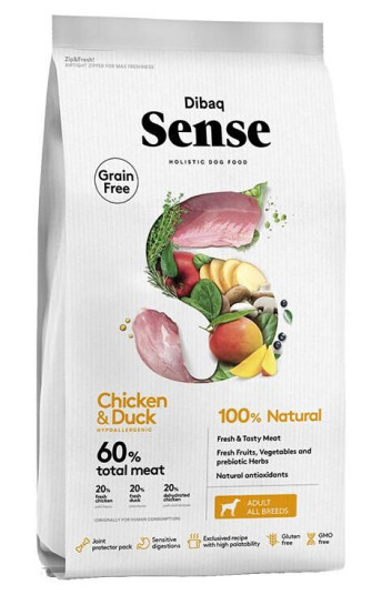 Dibaq Sense Hundefôr med Kylling & And 12 kg - Tørrfôr for Alle Raser Dibaq Sense Hundefôr med Kylling & And 12 kg - Tørrfôr for Alle Raser
