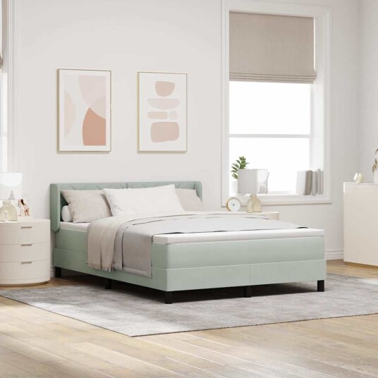 Box Spring Seng med Madrass Lysegrå 160x200 cm Fløyel