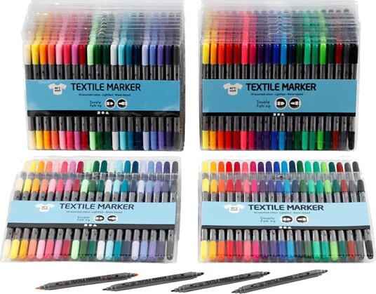 Tekstiltusj Creativ Company Standardfarger Suppl Farger Strek 2,3+3,6 mm 24X20 Stk/1 Pk