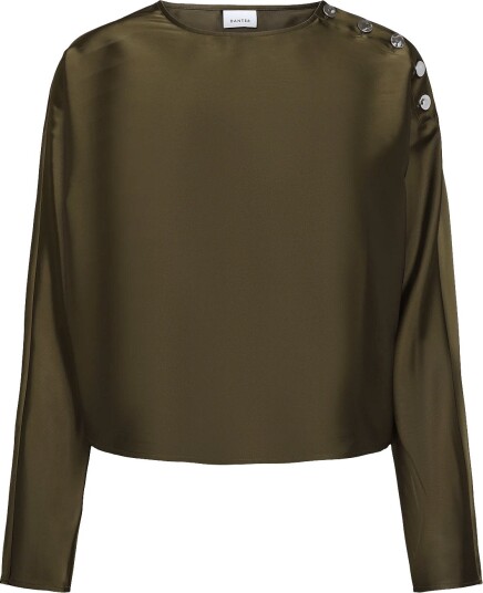 Dante6 Dante6 Leiva Bold Satin Button Detail Top   MOSS OLIVE   44