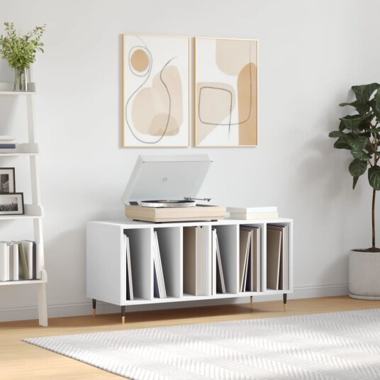 Hifi benk hvit 100x38x48 cm konstruert tre