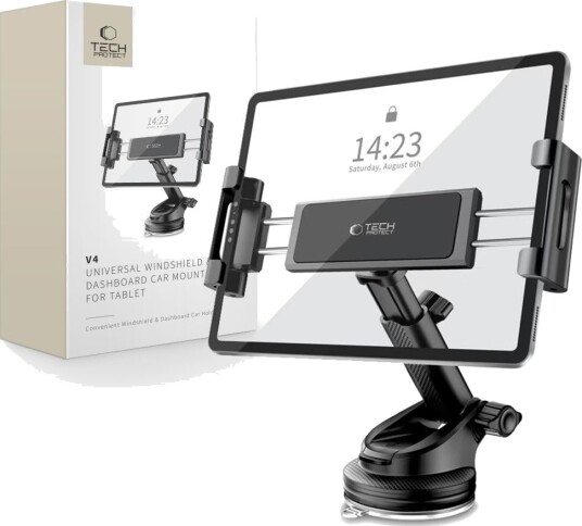 Tech Protect V4 Universell Holder For Frontrute & Dashbord For Nettbrett Svart Tech Protect V4 Universell Holder For Frontrute & Dashbord For Nettbrett Svart