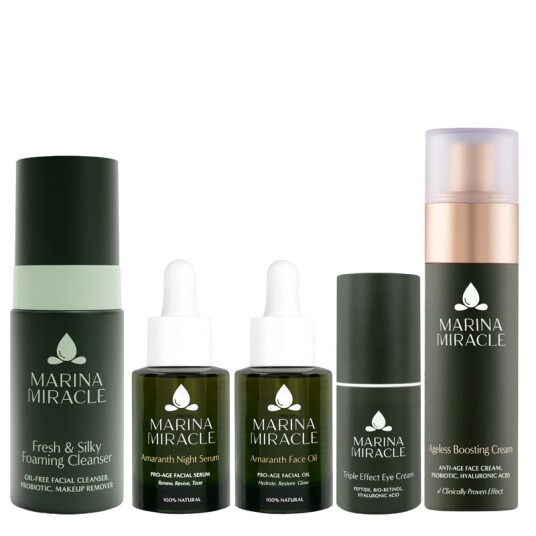 Marina Miracle Stor Hudpleiepakke Anti age for voksen hud Fresh & Silky Foaming Cleanser 100ml / Ingen Marina Miracle Stor Hudpleiepakke Anti age for voksen hud Fresh & Silky Foaming Cleanser 100ml / Ingen