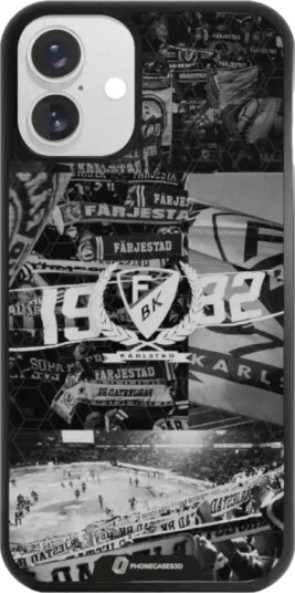 Phonecases3D iPhone 16 Plus Färjestad BK 3D mobildeksel, svart