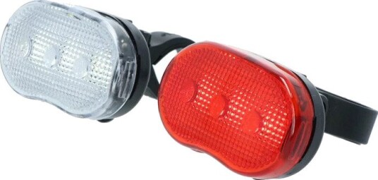 Sykkellykt Dyto LED Sykkellyktsett 3 LED 4 funksjoner batteridrevet svart