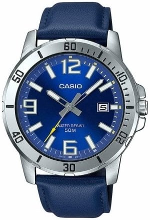 Casio Herreklokke MTP VD01L 2BVUDF Classic Blå/Lær Ø45 mm Casio Herreklokke MTP VD01L 2BVUDF Classic Blå/Lær Ø45 mm