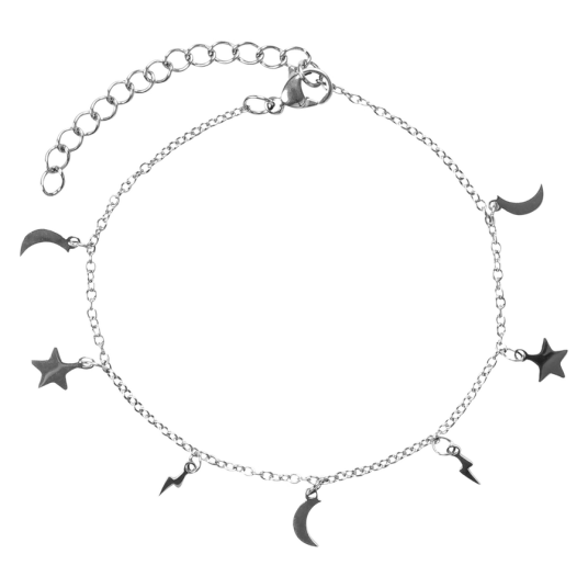 DARK Charm Bracelet Extra Thin Silver
