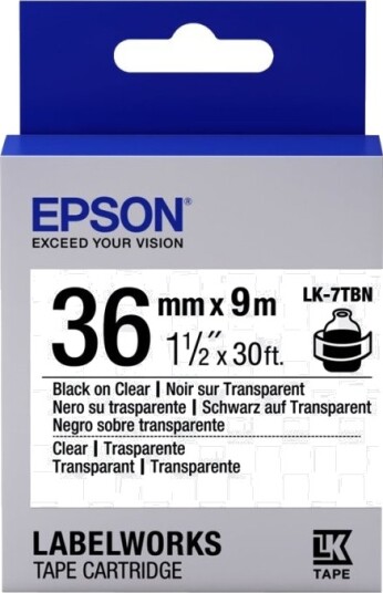 Epson Labelworks Lk 7Tbn Svart På Transparent Rull 3,6 Cm X 9 M 1 KassettEr Merketape For Labelworks Lw 1000P Lw 900P Lw Z5000be Lw Z5010be Lw Z900fk Epson Labelworks Lk 7Tbn Svart På Transparent Rull 3,6 Cm X 9 M 1 KassettEr Merketape For Labelworks Lw 1000P Lw 900P Lw Z5000be Lw Z5010be Lw Z900fk
