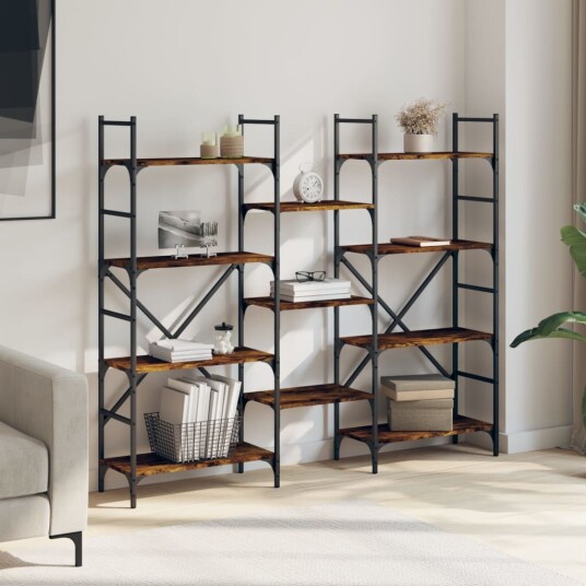 Bokhylle røkt eik 160x28,5x136,5 cm konstruert tre 8721012339262