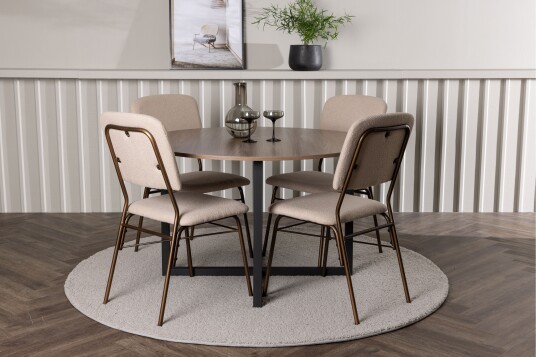 Venture Home Durango Matgruppe 120 cm Rund med 4 Seda Stoler Valnød