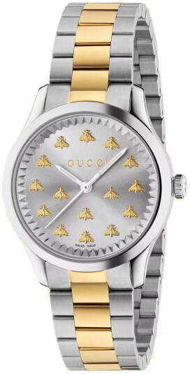 Gucci Dameklokke YA1265032 G Timeless Sølvfarget/18 karat gult gull
