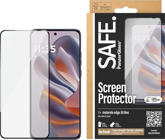 SAFE by PanzerGlass Screen Protector w. Black Frame Motorola Edge 50 Neo | Ultra-Wide Fit SAFE by PanzerGlass Screen Protector w. Black Frame Motorola Edge 50 Neo | Ultra-Wide Fit