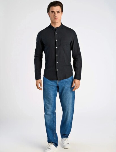 Lindbergh Linen/Cotton Shirt L/S Black L Lindbergh Linen/Cotton Shirt L/S Black L