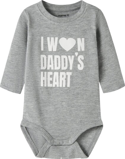 Name It Body I/e NbnBanks Grey Melange/Cloud Danser Name It 50 Langermet Body Grå Hvit