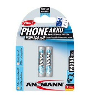 ANSMANN Oppladbare AAA NiMH Batteri 2 stk - 800 mAh for Kameratilbehør