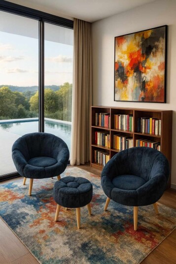 Wing Chair & Pouffe Set (3 Pieces) Atelier Del Sofa -