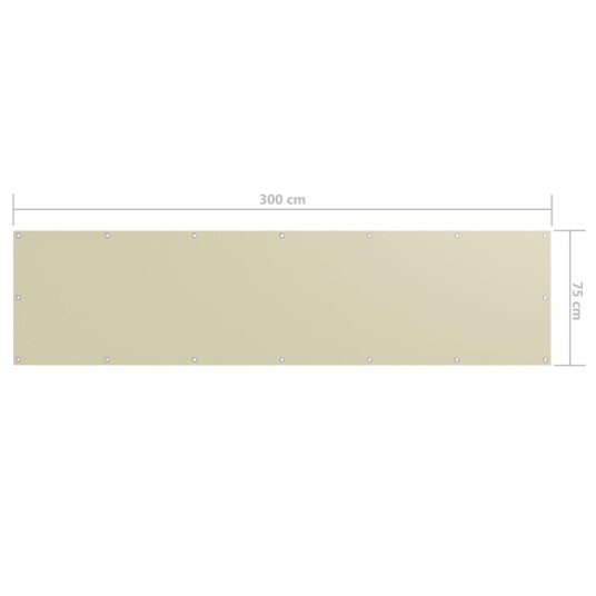 vidaXL Balkongskjerm kremhvit 75x300 cm oxfordstoff