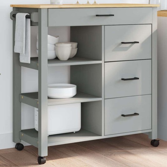 Kjøkkenvogn MONZA 84x40x90 cm heltre furu 376113 Kjøkkenvogn MONZA 84x40x90 cm heltre furu 376113