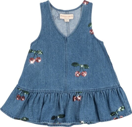 Konges Sløjd Kjole - Denim - Magot - Cherry Paljetter - Konges Sløjd - 6 år (116) - Kjole Blå Grønn Rød