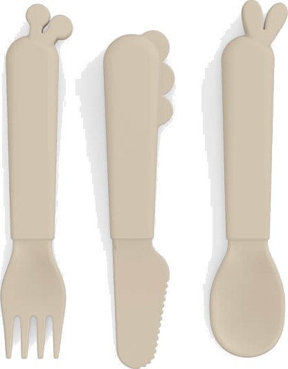 Done By Deer Bestikk Kiddish Cutlery Set Deer Friends Sand