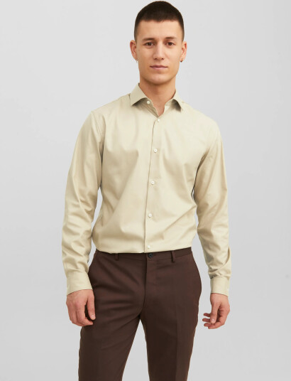 Jack & Jones Jprblaparker Shirt L/S Noos - Beige - S