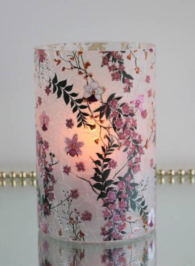 Lysglass med assblomster krakelert fra Børscompagniet