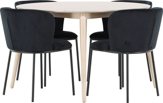 Spisegruppe Venture Home Flora Ø120 cm med 4st Edina Spisestoler