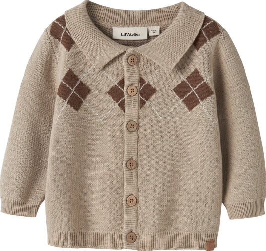 Lil Atelier Cardigan RONAN Beige Strikket Barneklær 68 White Pepper