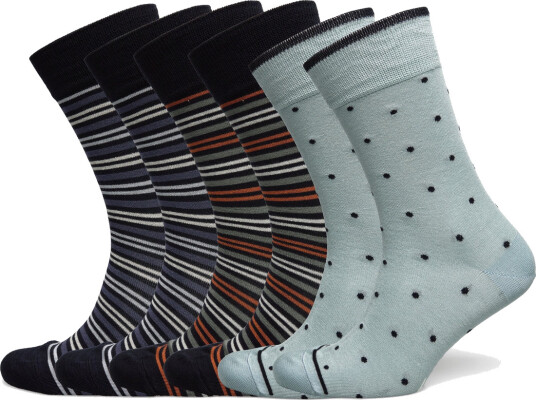 TOPECO Socks 6-P, Bamboo, Multi 115S24 6 Pc/Pack - Blue - 4145