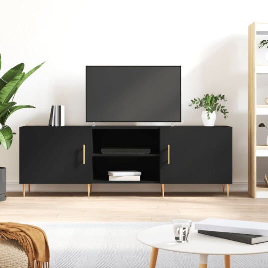 TV-benk svart 150x30x50 cm konstruert tre 829085