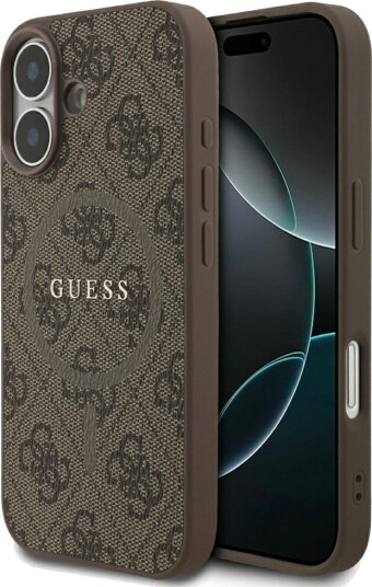 Guess MagSafe Etui til iPhone 17 med 4G Ring Classic Logo - Brun Guess MagSafe Etui til iPhone 17 med 4G Ring Classic Logo - Brun
