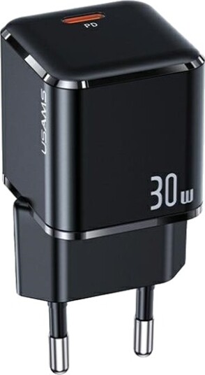 Usams Nettlader 1Xusb-C T45 Mini 30W Kun Hode Pd3.0 Hurtiglading Svart Cc148tc01 Us-Cc148