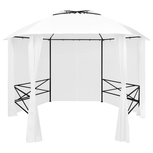 vidaXL Hagetelt med gardiner 360x312x265 cm hvit 180 g/m² vidaXL Hagetelt med gardiner 360x312x265 cm hvit 180 g/m²