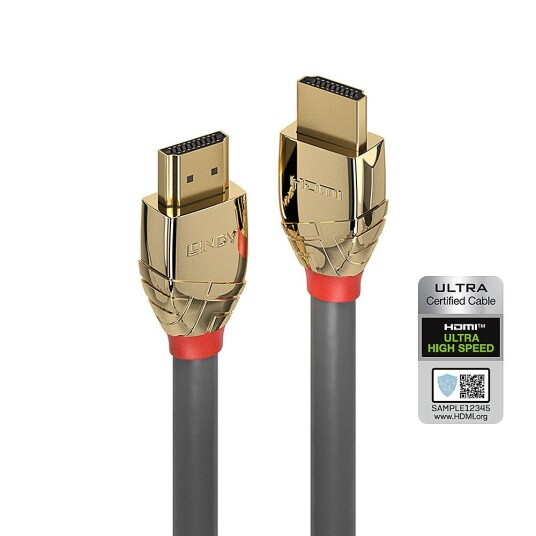 Lindy HDMI 2.1 Kabel 2m 48 Gbit/s Gull med Høyoppløselig Støtte