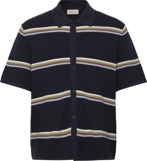 Jack & Jones Jormaine Knit Ss Polo Cardigan Sn   Navy   M