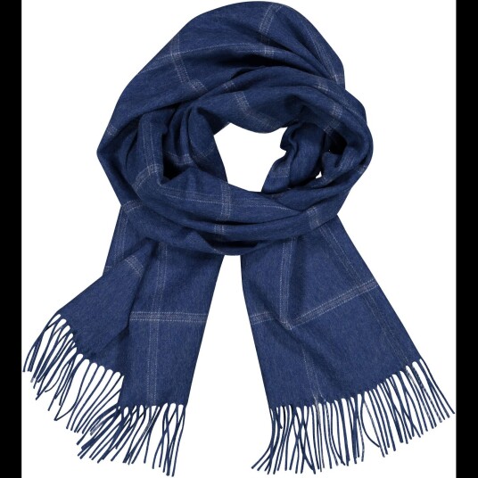 Bea Scarf Mid Blue Check One Size Wool scarf Bea Scarf Mid Blue Check One Size Wool scarf
