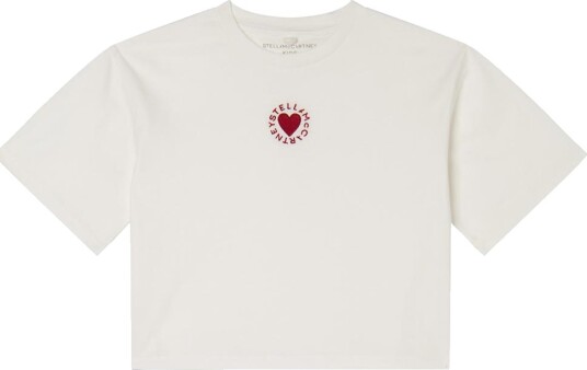 Stella McCartney Kids T skjorte   Beskåret   Hvit m. Hjerte   Stella McCartney Kids   6 år 116   T skjorte
