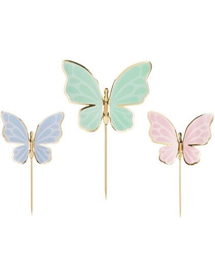 9 stk DIY Kaketoppere Fargeglade Sommerfugler Colorful Butterflies
