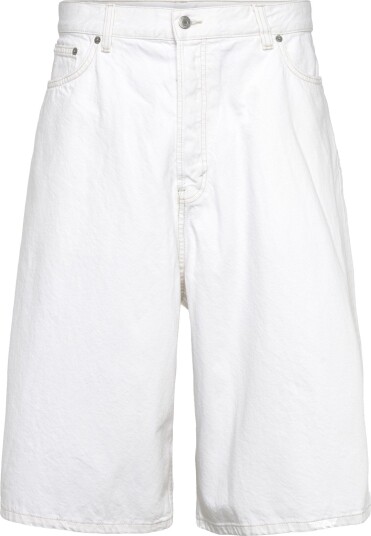 Weekday Void Mid Rise Loose Long Denim Shorts   Cream   29