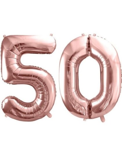 50 år ballonger 86 cm rosegull