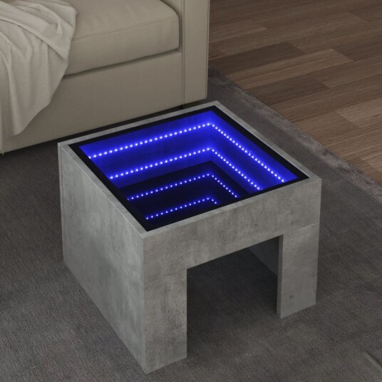 Salongbord med Infinity LED betonggrå 40x40x30 cm 847598