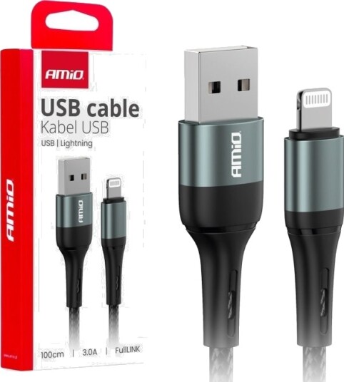 Usb-Kabel Amio Usb-A Til Lightning 1 M Svart