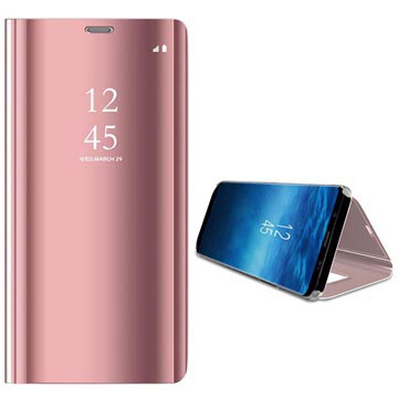 Samsung Galaxy S9 Luxury Mirror View Flip-deksel Roségull